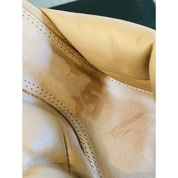 New BCBGMAXAZRIA Women's Fiona Puffy Leather Heel Sandal Square Toe sz 6.5 Nude - Picture 3 of 16